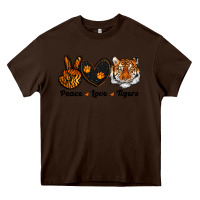 Chocolate Brown peace love tigers Heavy Core Tee - RanaPortraitStore