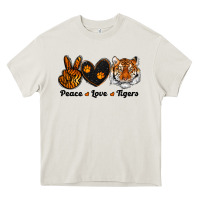 Cream peace love tigers Heavy Core Tee - RanaPortraitStore