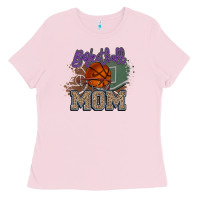 Bubblegum Pink Basketball Mom Ladies Tee - HowdyJamesFarm