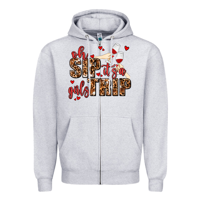 Oh Sip Its A Girls Trip Zipper Hoodie by AdoDesignShop | Teevron