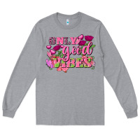 Heather Grey Valentine's Day Only Good Vibes Long Sleeve Tee - FaDigitalArtStudio