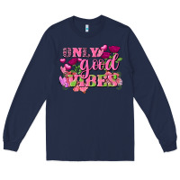 Navy Valentine's Day Only Good Vibes Long Sleeve Tee - FaDigitalArtStudio
