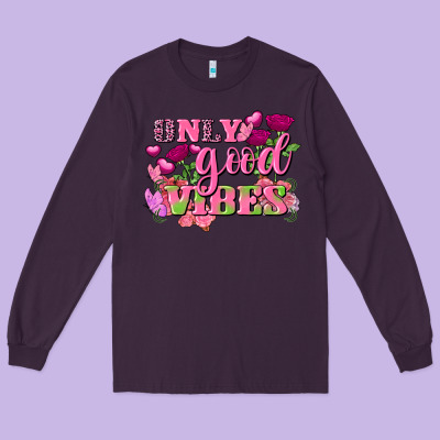 Valentine's Day Only Good Vibes Long Sleeve Tee Designed By Fadigitalartstudio