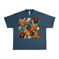 Midnight Navy baby hampshire pig sunflowers seamless pattern Urban Heavy Tee - FaDigitalArtStudio