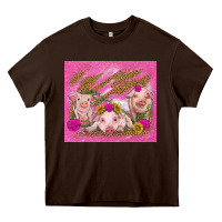 Chocolate Brown pigs Heavy Core Tee - TumblerDesignByShophia