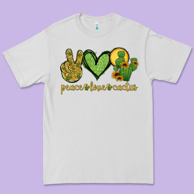 Peace Love Cactus Premium Tee Designed By Jasminsmagicworld