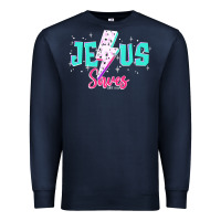 Navy jesus saves Premium Sweatshirt - JahusDesignShop