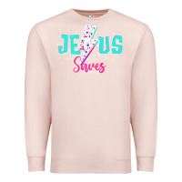Pale Pink jesus saves Premium Sweatshirt - JahusDesignShop