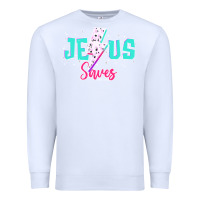 White jesus saves Premium Sweatshirt - JahusDesignShop