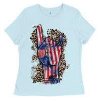 Baby Blue Freedom rock hand 4th of july Ladies Tee - CowGirlArtShop