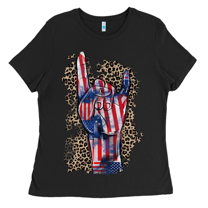Freedom Rock Hand 4th Of July Ladies Tee by CowGirlArtShop | Teevron