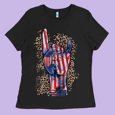 Freedom Rock Hand 4th Of July Ladies Tee Designed By Cowgirlartshop