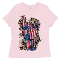 Bubblegum Pink Freedom rock hand 4th of july Ladies Tee - CowGirlArtShop