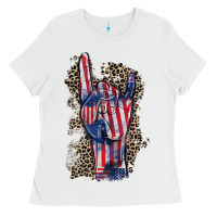 White Freedom rock hand 4th of july Ladies Tee - CowGirlArtShop