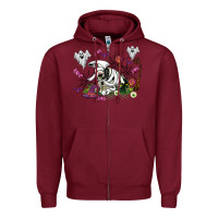 Burgundy halloween cow and ghosts Zipper Hoodie - AdoDesignShop
