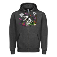 Charcoal Heather halloween cow and ghosts Zipper Hoodie - AdoDesignShop