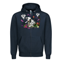 Navy halloween cow and ghosts Zipper Hoodie - AdoDesignShop