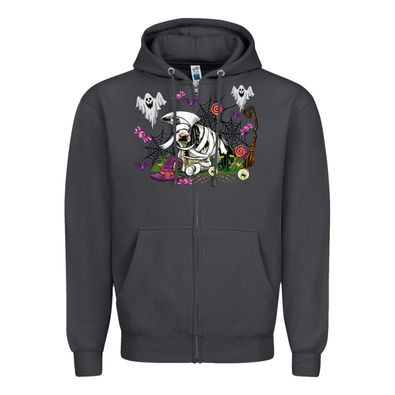 Halloween Cow And Ghosts Zipper Hoodie by AdoDesignShop | Teevron
