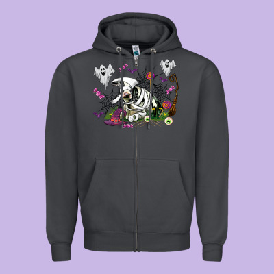Halloween Cow And Ghosts Zipper Hoodie Designed By Adodesignshop