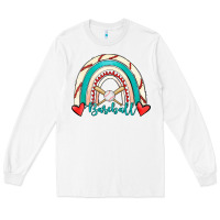 White Baseball Rainbow Long Sleeve Tee - RanaPortraitStore