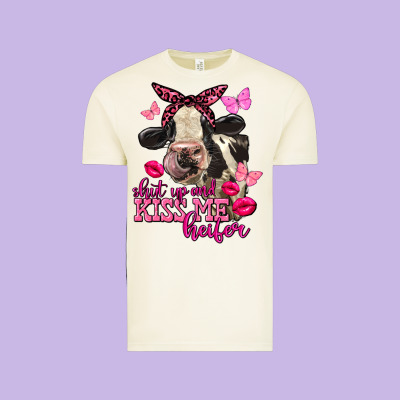 Valentine's Day Shut Up And Kiss Me Holstein Cow Vintage Tee Designed By Fadigitalartstudio