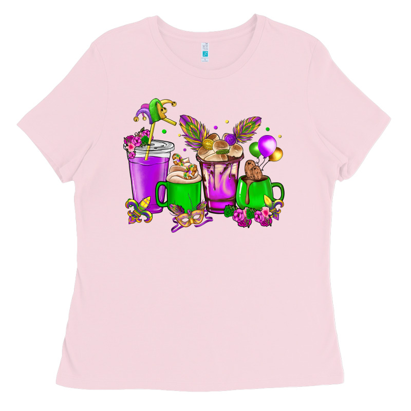 Mardi Gras Coffee Cups Ladies Tee by HowdyJamesFarm | Teevron