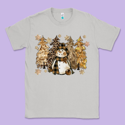 Snowman With Christmas Trees 11inches Classic Tee Designed By Cowgirlartshop