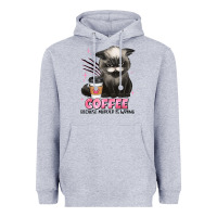 Heather Grey coffee because murder is wrong grumpy cat Heavyweight Hoodie - JahusDesignShop