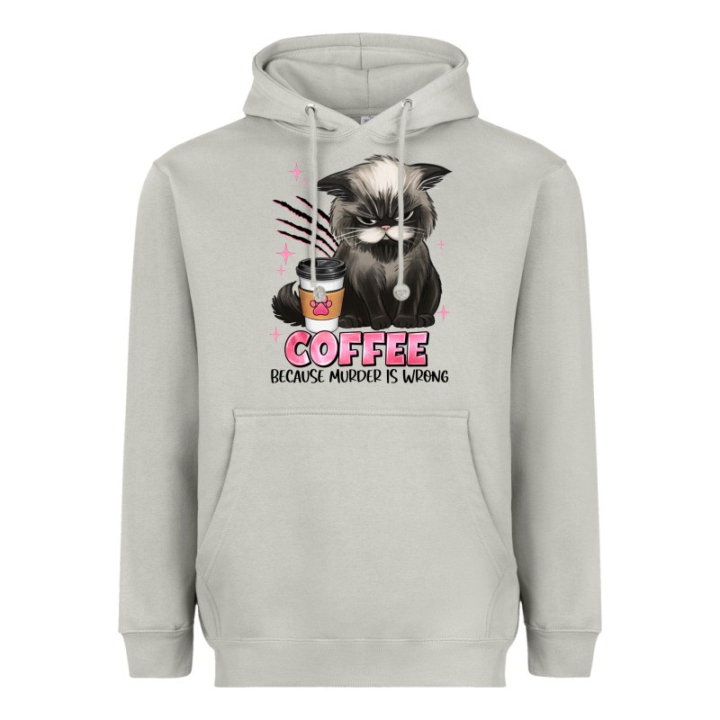 Coffee Because Murder Is Wrong Grumpy Cat Heavyweight Hoodie by JahusDesignShop | Teevron