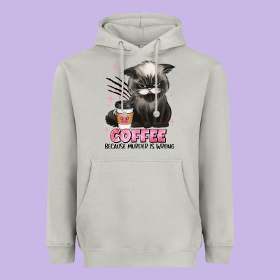 Coffee Because Murder Is Wrong Grumpy Cat Heavyweight Hoodie Designed By Jahusdesignshop