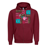 Burgundy mini mini mini with hearts Zipper Hoodie - AdoDesignShop
