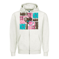 Oatmeal Heather mini mini mini with hearts Zipper Hoodie - AdoDesignShop