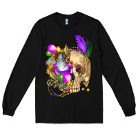 Black mardi gras skull Long Sleeve Tee - FaDigitalArtStudio