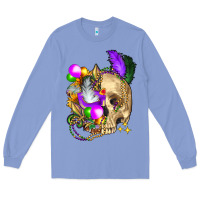 Colony Blue mardi gras skull Long Sleeve Tee - FaDigitalArtStudio