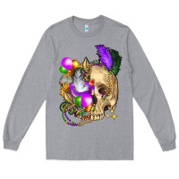 Heather Grey mardi gras skull Long Sleeve Tee - FaDigitalArtStudio