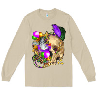 Mushroom mardi gras skull Long Sleeve Tee - FaDigitalArtStudio