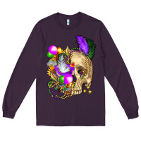 Plum mardi gras skull Long Sleeve Tee - FaDigitalArtStudio