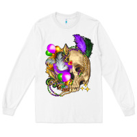 White mardi gras skull Long Sleeve Tee - FaDigitalArtStudio