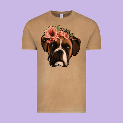 Floral Boxer Vintage Tee Designed By Jasminsmagicworld
