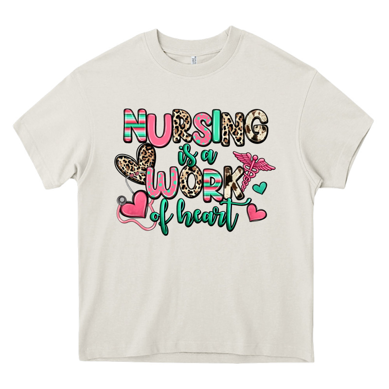 Nursing Is A Work Of Heart Heavy Core Tee by RanaPortraitStore | Teevron