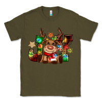 Army Green reindeer joy christmas Classic Tee - CowGirlArtShop