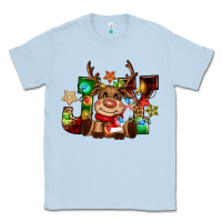 Dusty Blue reindeer joy christmas Classic Tee - CowGirlArtShop