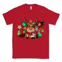 Red reindeer joy christmas Classic Tee - CowGirlArtShop