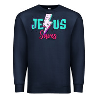 Navy jesus saves Premium Sweatshirt - JahusDesignShop