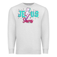 Oatmeal Heather jesus saves Premium Sweatshirt - JahusDesignShop