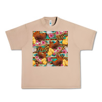 Burro chicken and chicks with flowers seamless pattern Urban Heavy Tee - FaDigitalArtStudio