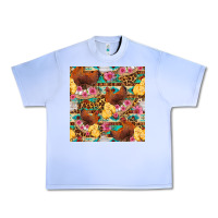 Grape Ice chicken and chicks with flowers seamless pattern Urban Heavy Tee - FaDigitalArtStudio