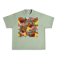 Oil Green chicken and chicks with flowers seamless pattern Urban Heavy Tee - FaDigitalArtStudio