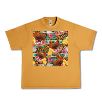 Peanut Butter chicken and chicks with flowers seamless pattern Urban Heavy Tee - FaDigitalArtStudio