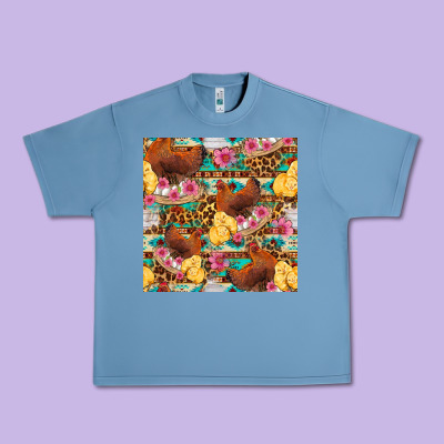 Chicken And Chicks With Flowers Seamless Pattern Urban Heavy Tee Designed By Fadigitalartstudio